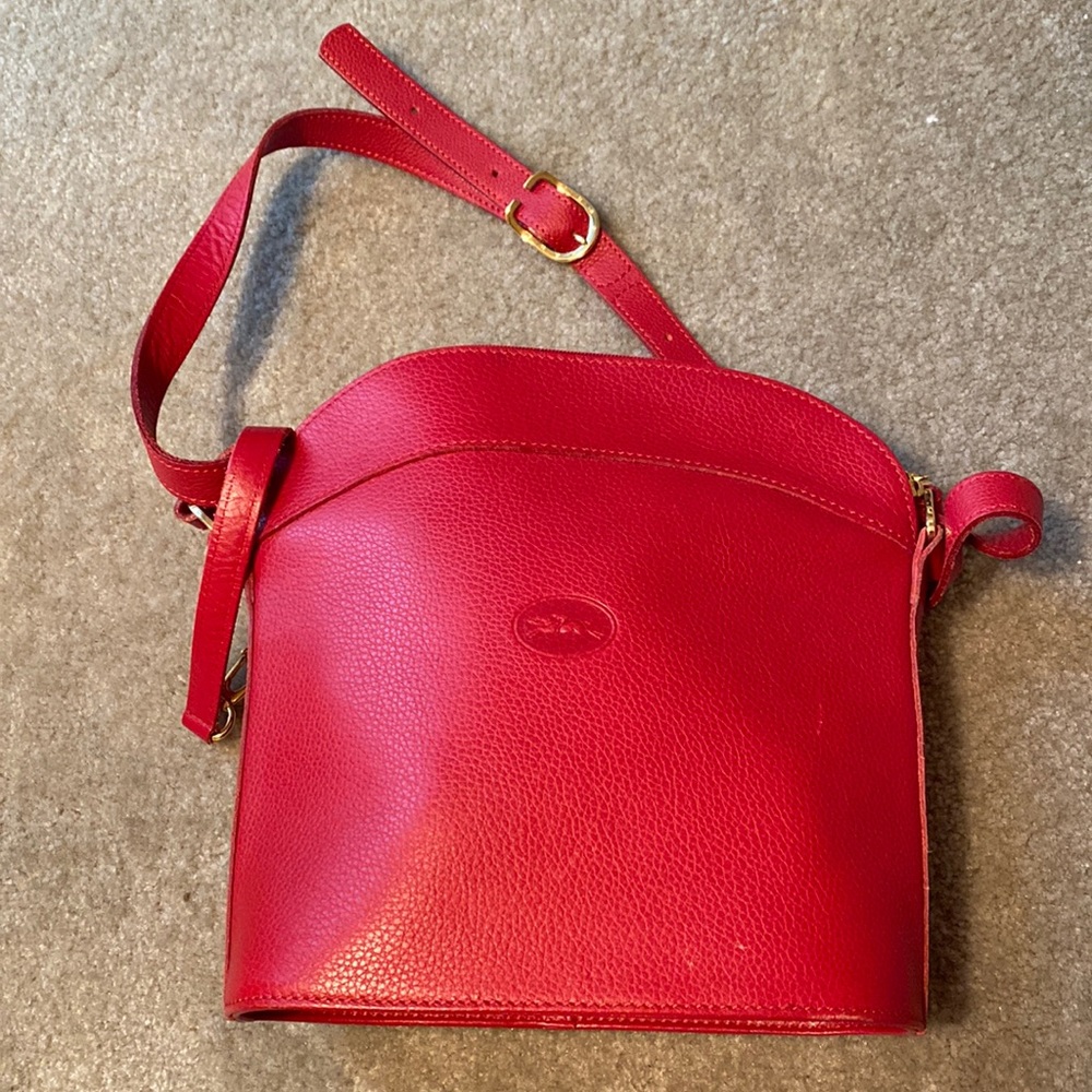 Red Longchamp crossbody bag